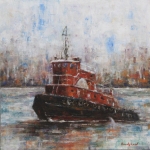 The Red Tug 12x12 by Bob Bradshaw